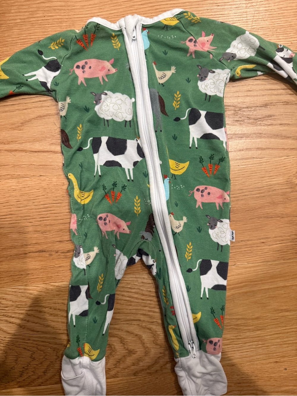 Little Sleepies Newborn Green Farm Animal Zip Pajama One-Piece